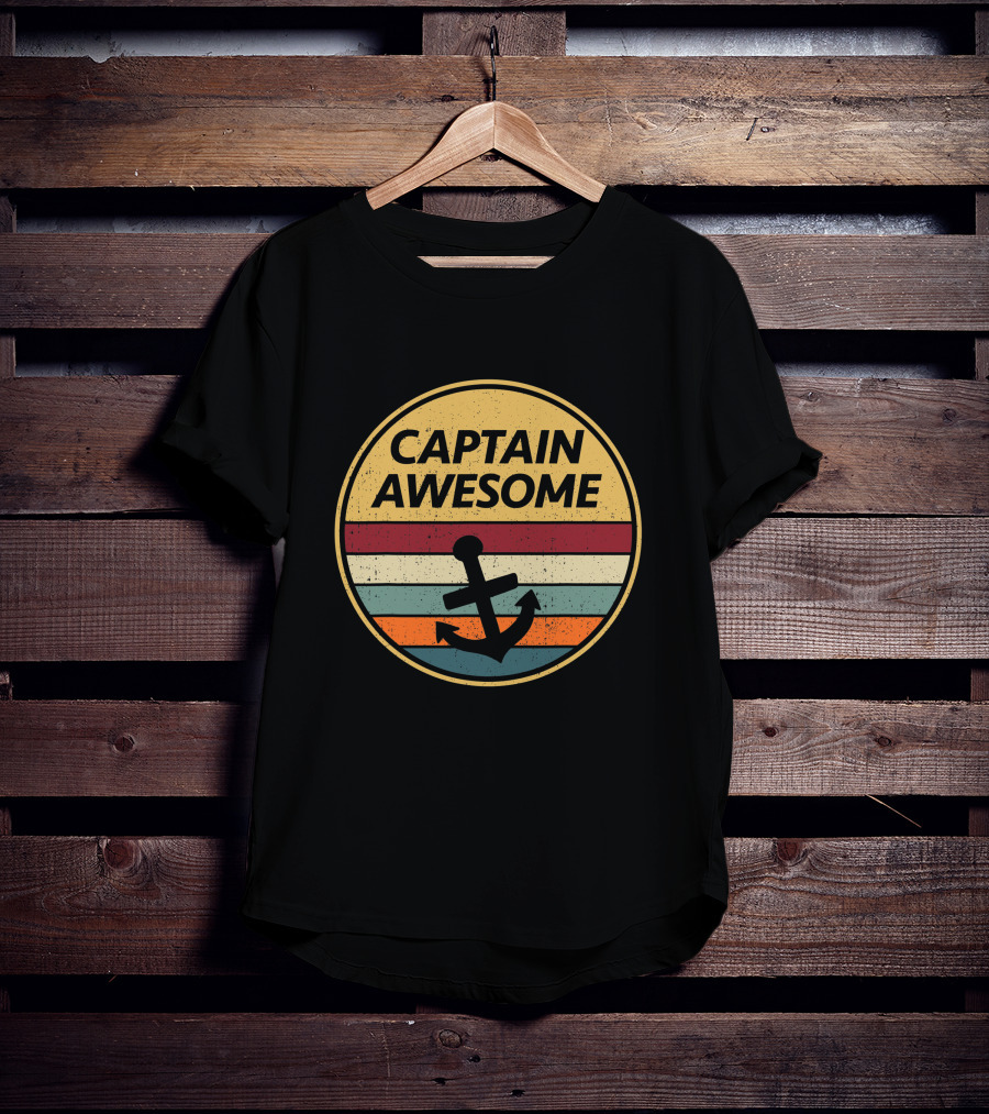 Captain Awesome Retro Anchor Sailboat T-Shirt