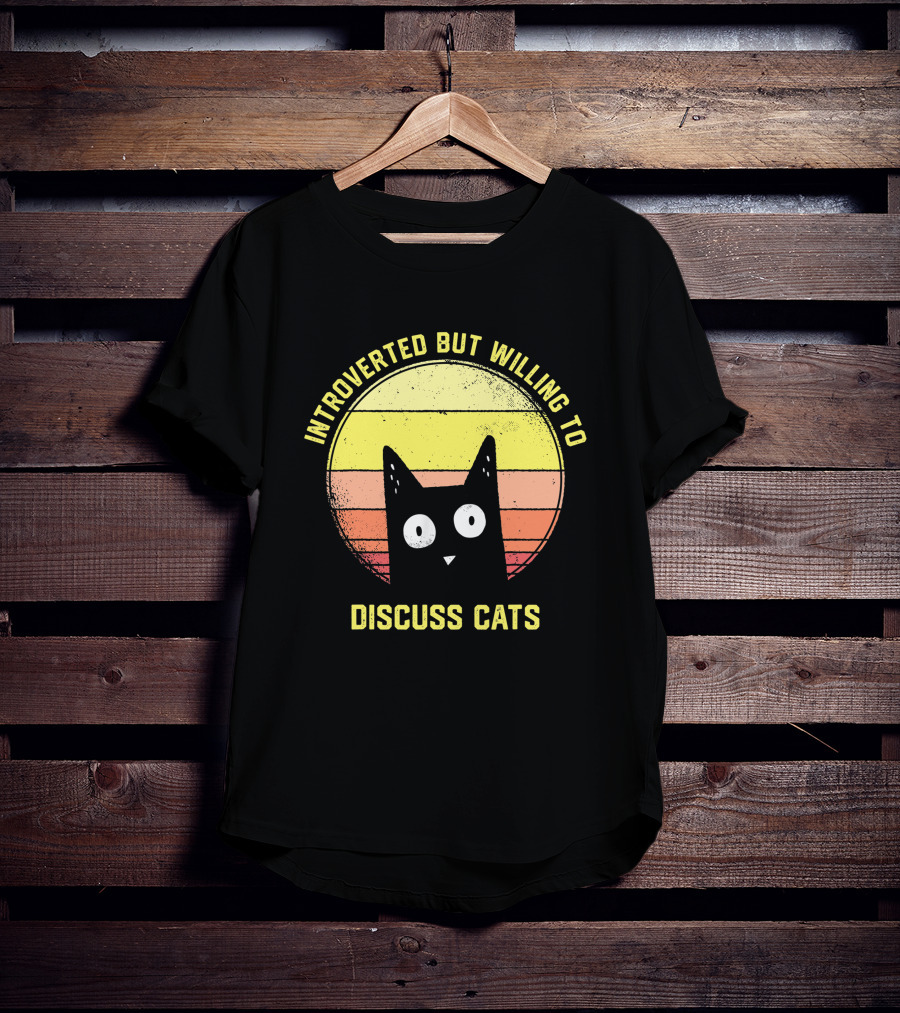 Introverted But Willing To Discuss Cats Retro Vintage Style Cat Lover T-Shirt