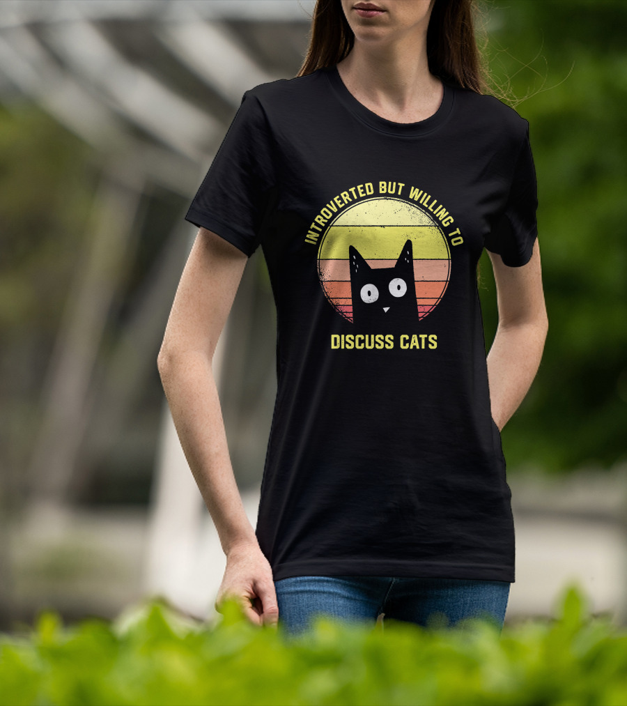 Introverted But Willing To Discuss Cats Retro Vintage Style Cat Lover T-Shirt