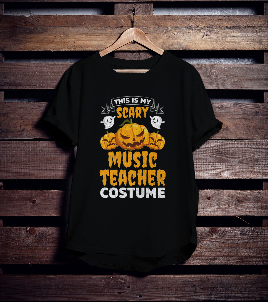 This Is My Scary Music Teacher Costume Halloween Pumpkin Ghosts T-Shirt
