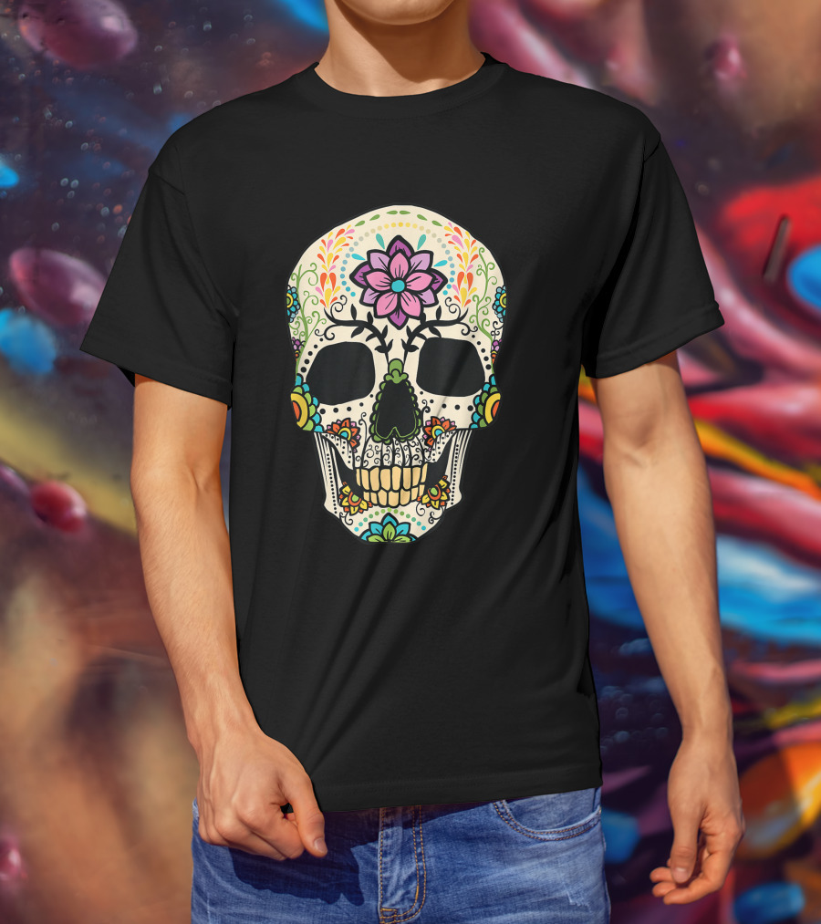 Sugar Skull Dia De Muertos Halloween Costume Day Dead T-Shirt