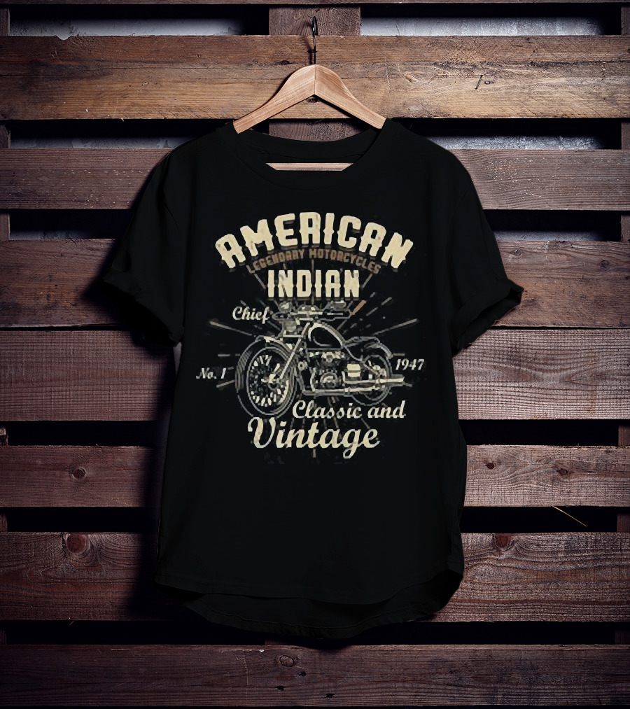 American Legendary Motorcycles Indian Chief No.1 Classic And Vintage 1947 T-Shirt