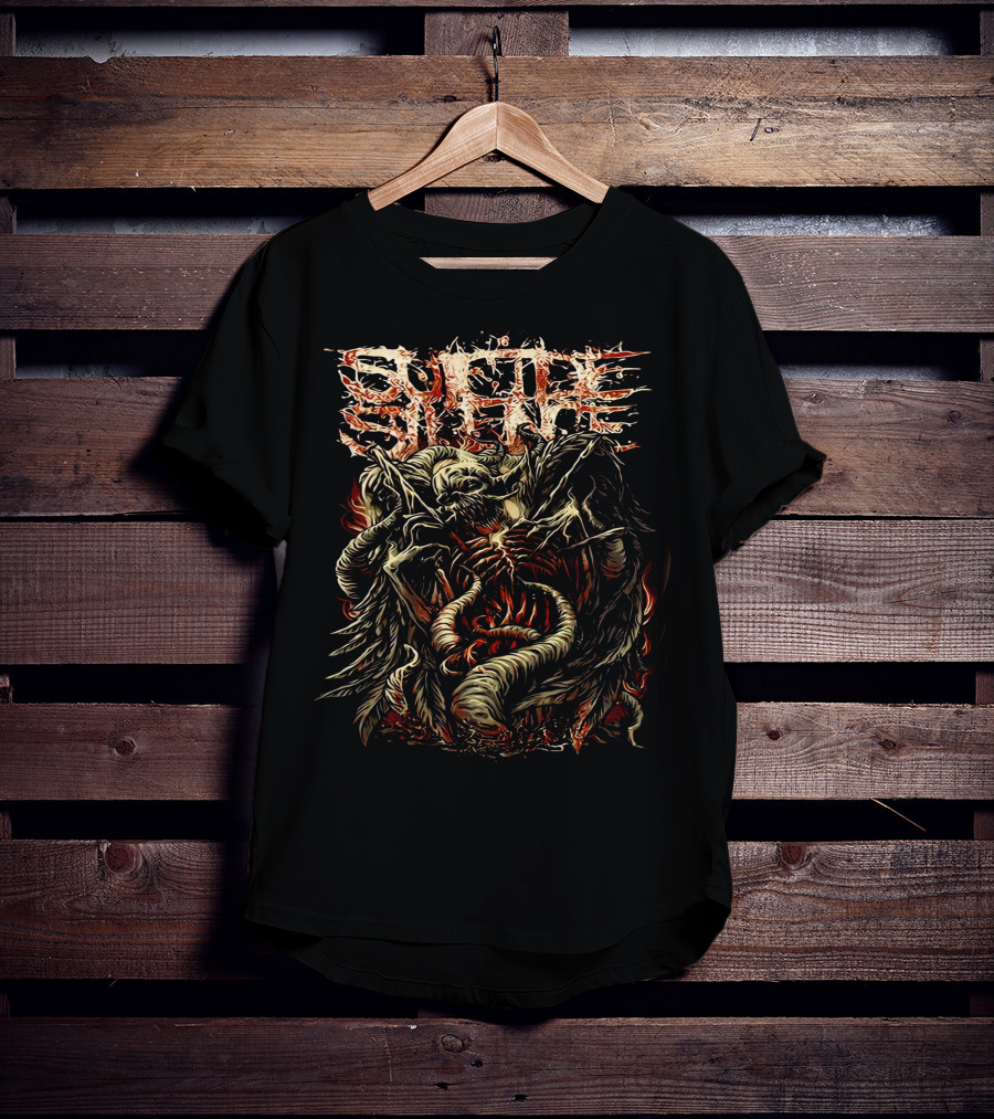 Suicide Silence Blasted Fiery Skull Serpent Demon T-Shirt