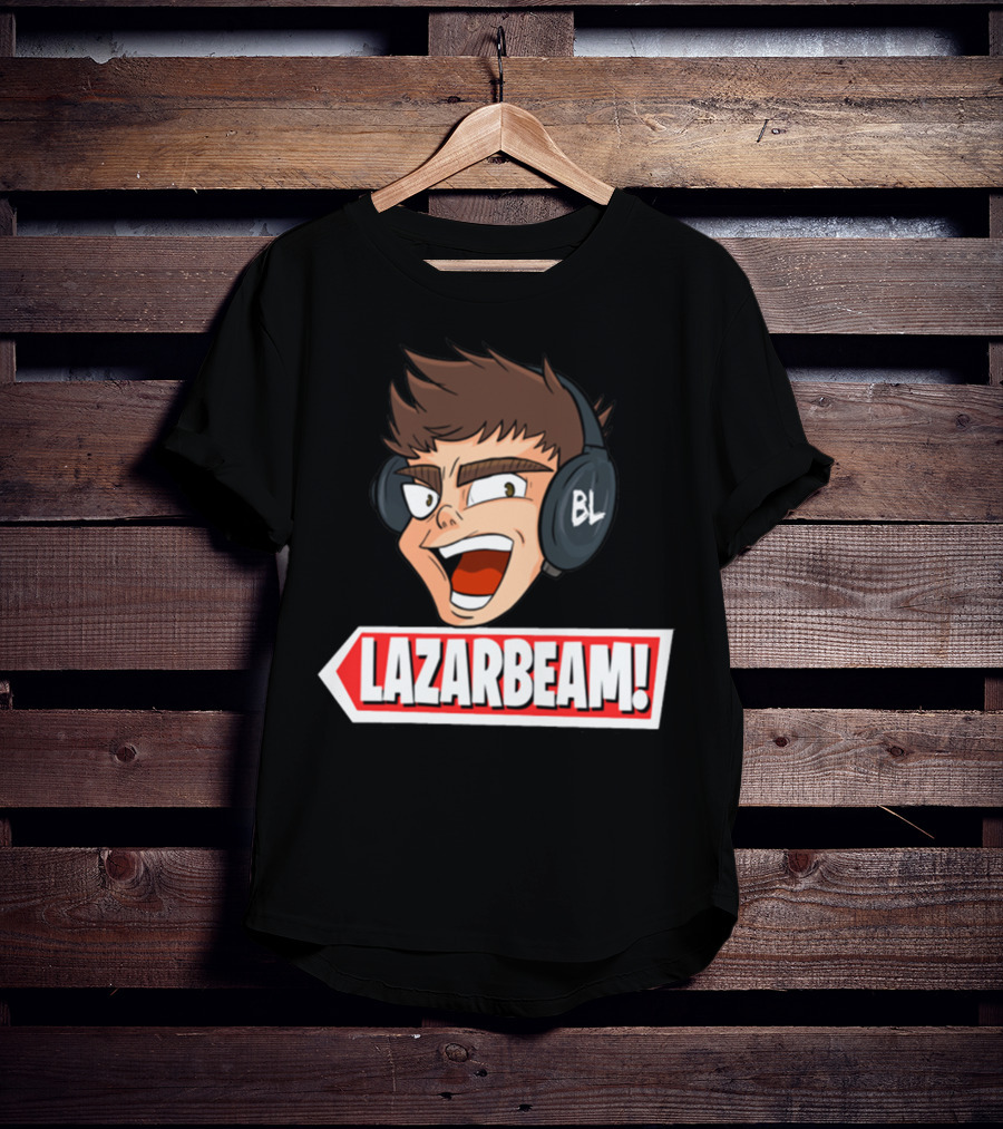 Lazarbeam Gingy Headphones Cartoon Face BL Logo Youtuber Merch T-Shirt