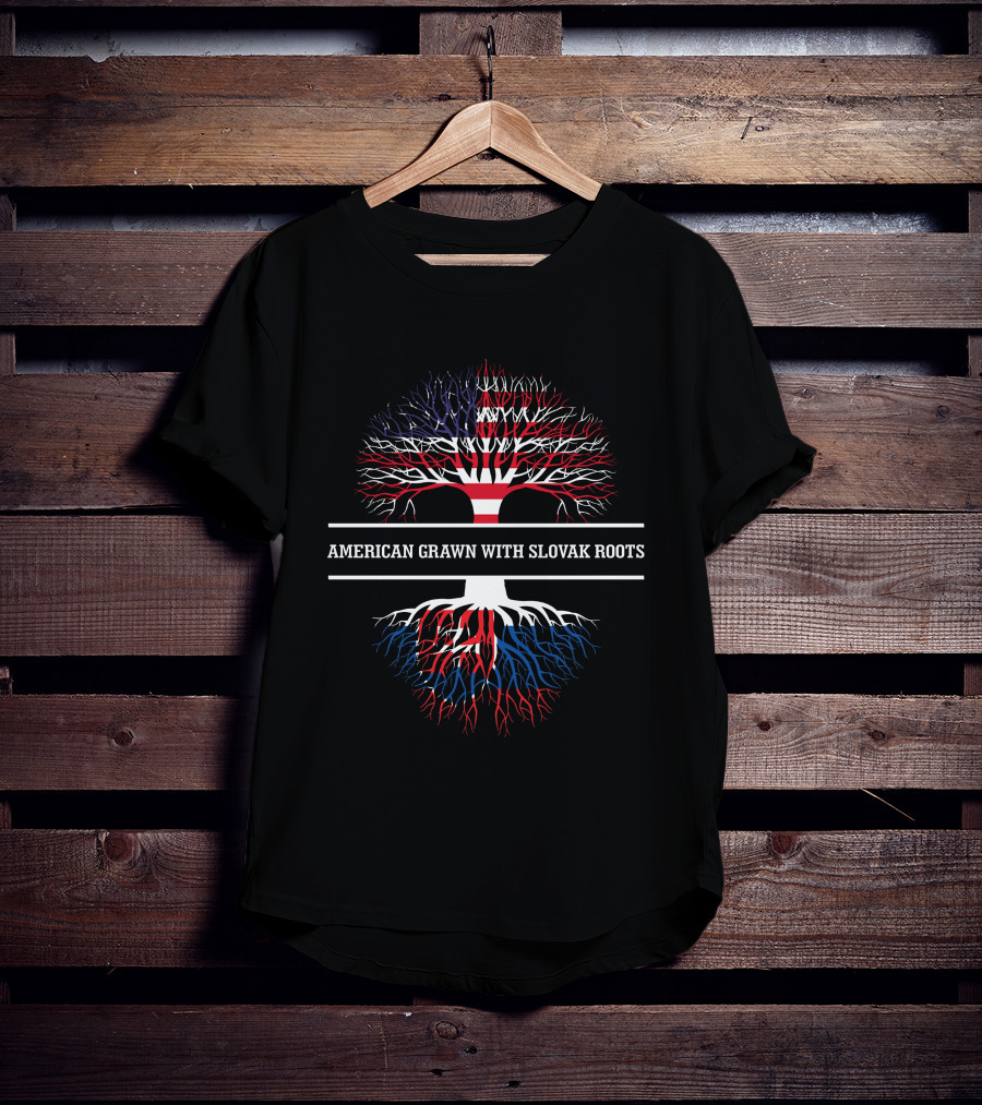 American Grawn With Slovak Roots Tree Flag 483 T-Shirt