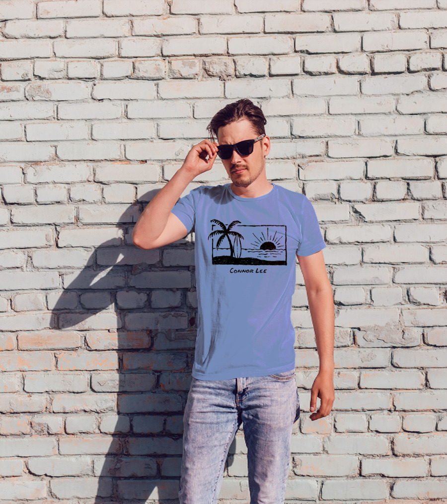 Connor Lee Palm Sunset Ocean Scene T-Shirt