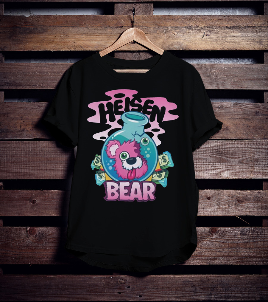 Heisen Bear Breaking Bad Merch Pink Teddy Bear Money Flask Cartoon T-Shirt