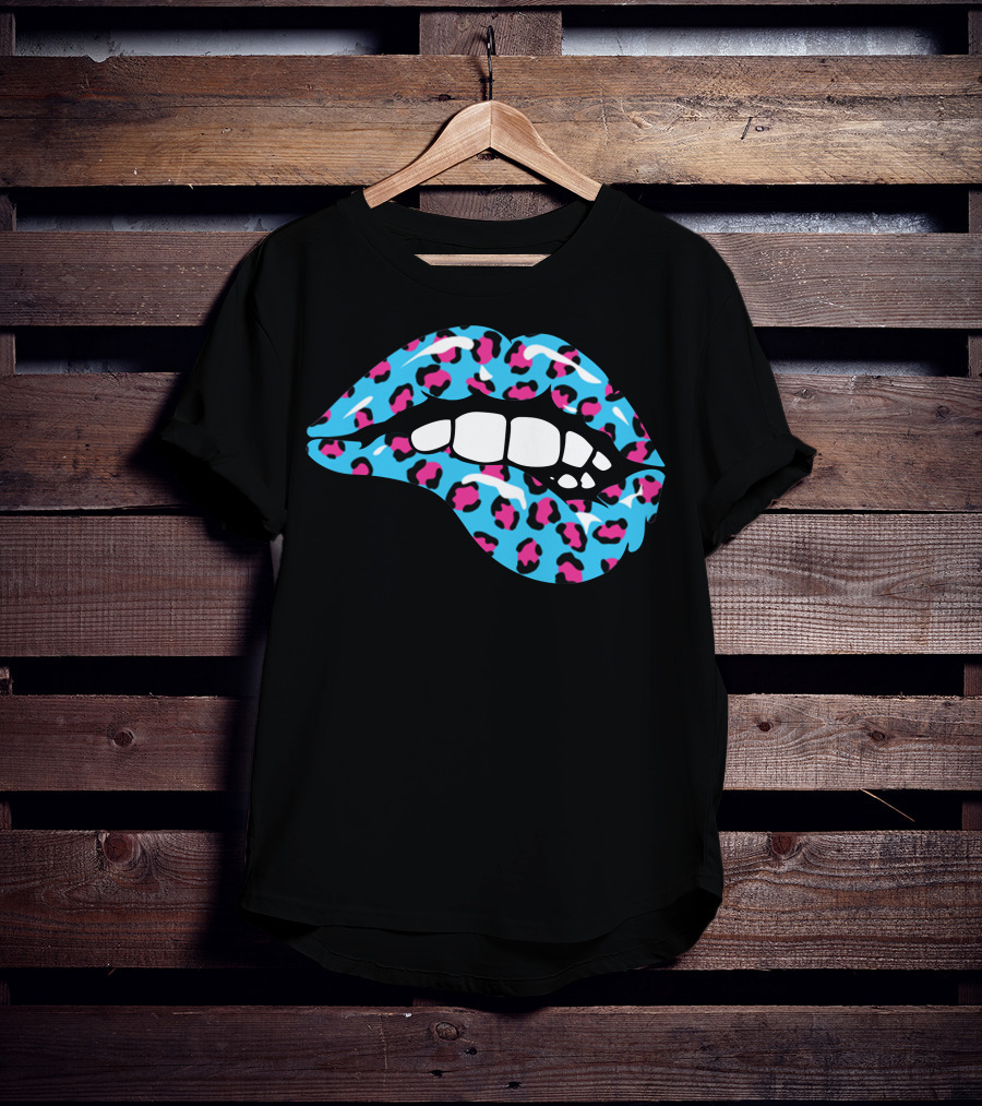 Stay Wild Ben Azelart Blue Leopard Lips T-Shirt