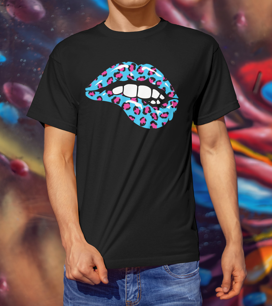 Stay Wild Ben Azelart Blue Leopard Lips T-Shirt