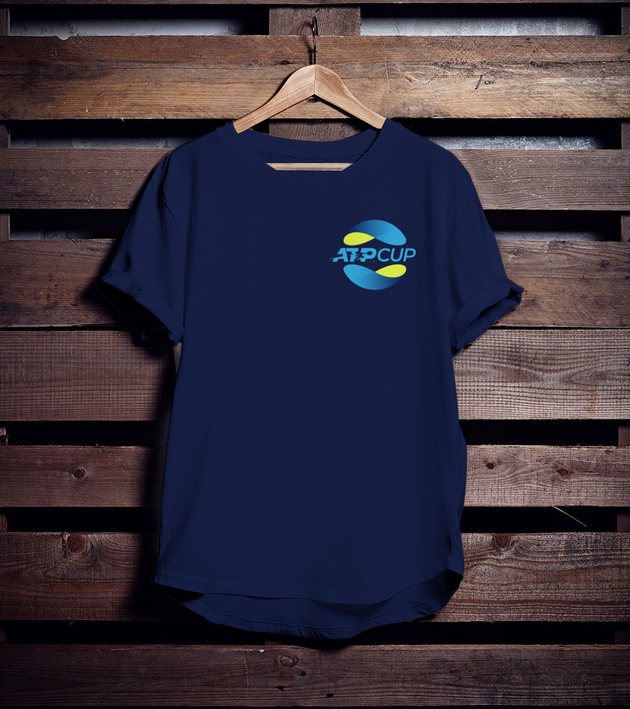ATP Cup Merchandise Official Logo Blue Yellow T-Shirt