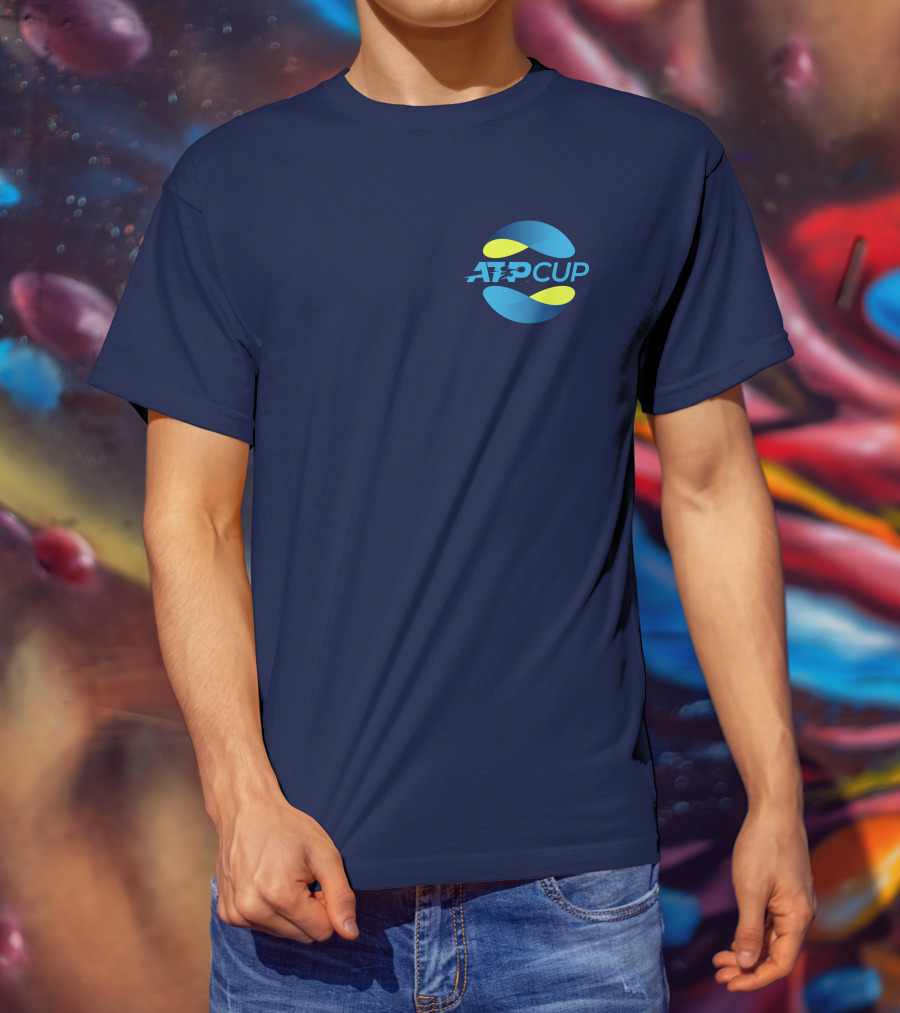ATP Cup Merchandise Official Logo Blue Yellow T-Shirt