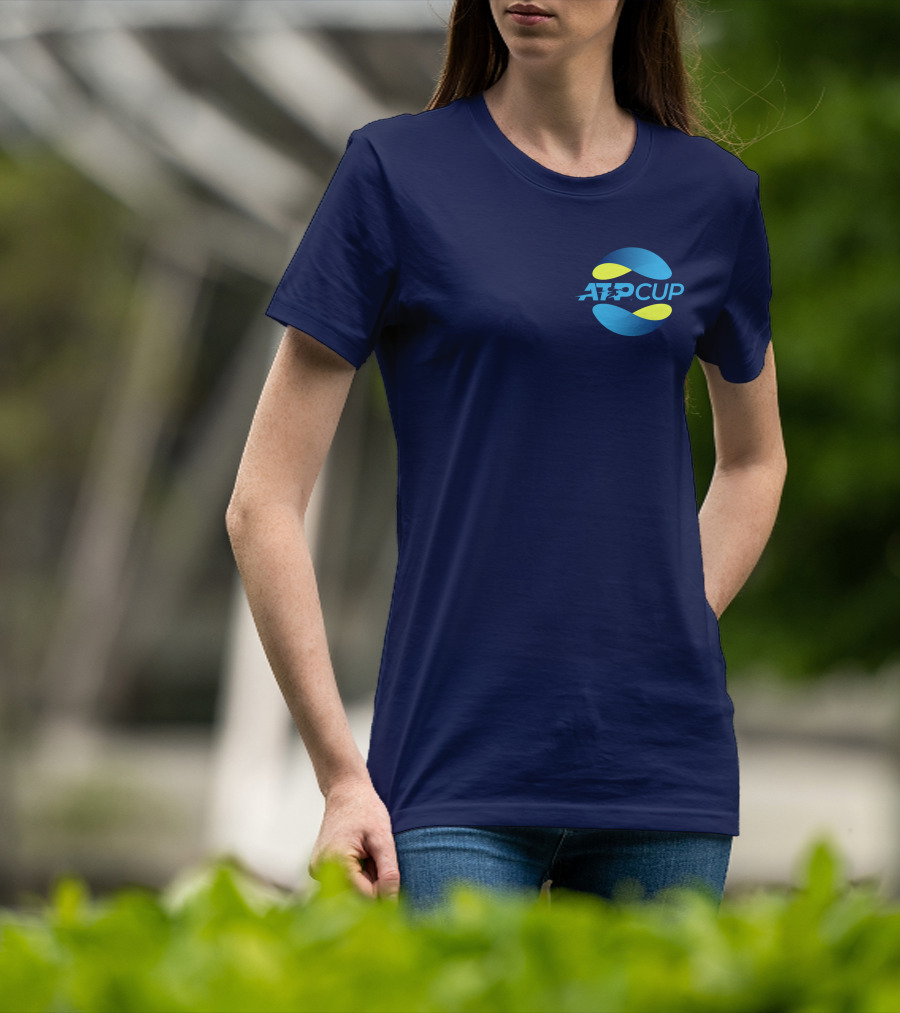 ATP Cup Merchandise Official Logo Blue Yellow T-Shirt