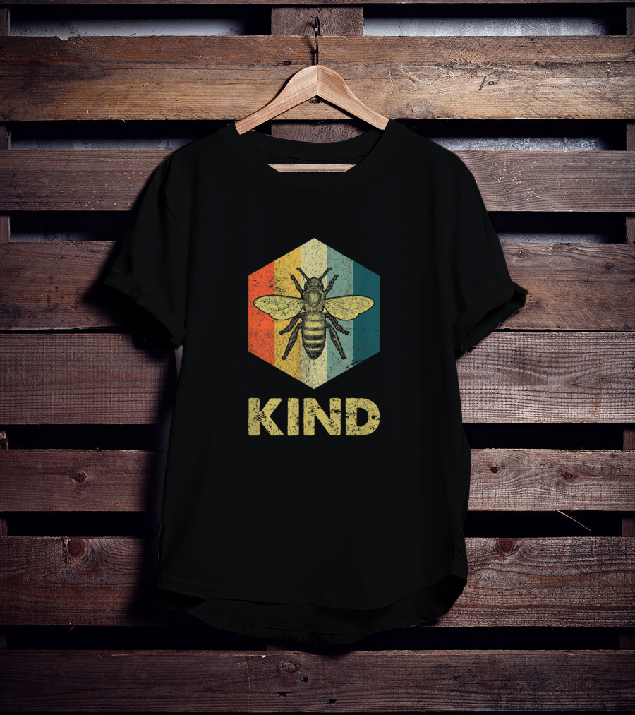 Bee Kind Hexagon Retro Kindness T-Shirt