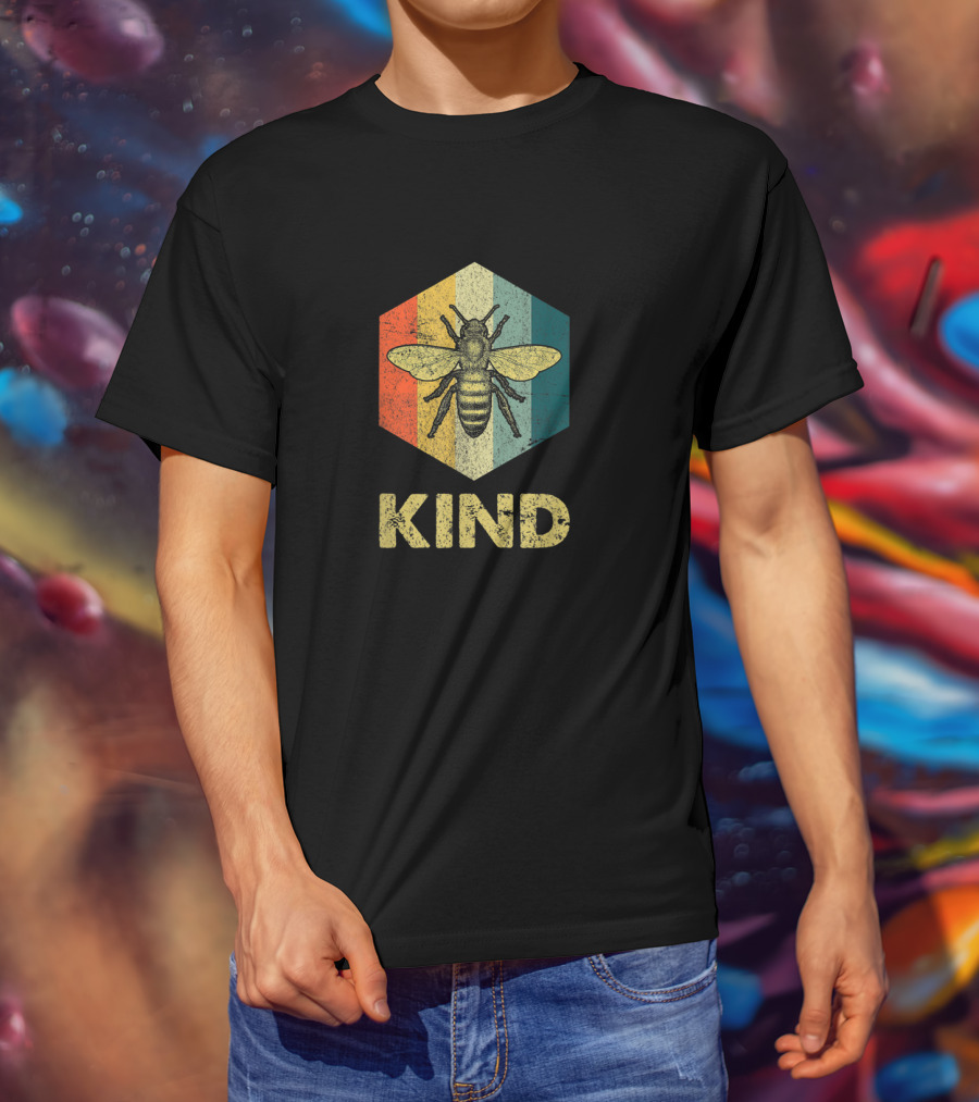 Bee Kind Hexagon Retro Kindness T-Shirt