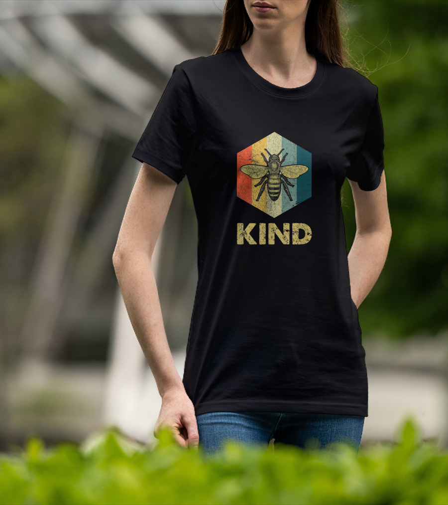 Bee Kind Hexagon Retro Kindness T-Shirt