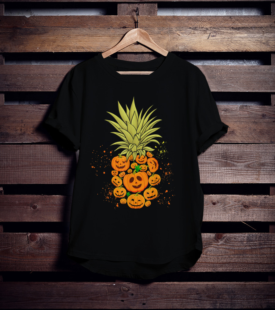Pineapple Made Of Halloween Pumpkins Faces T-Shirt