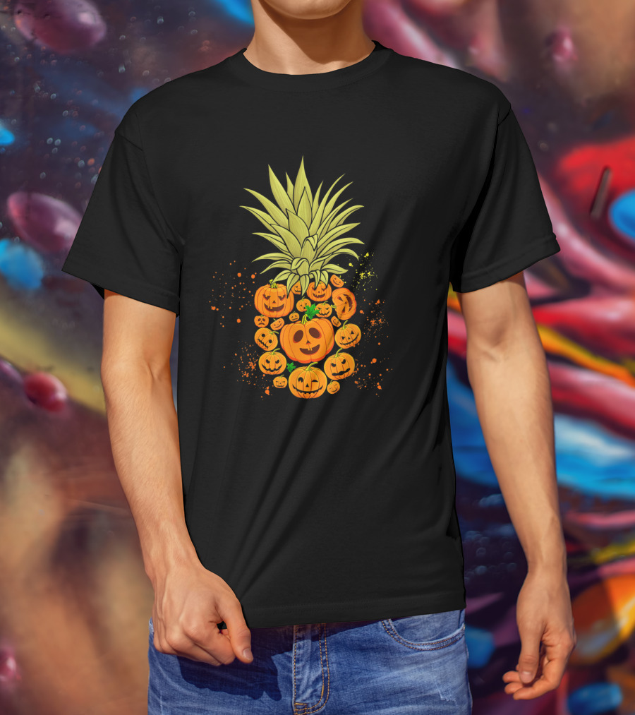 Pineapple Made Of Halloween Pumpkins Faces T-Shirt