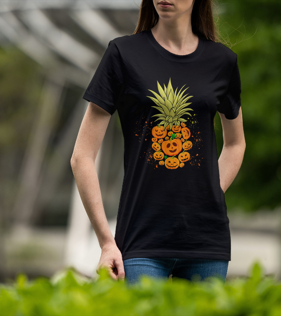 Pineapple Made Of Halloween Pumpkins Faces T-Shirt
