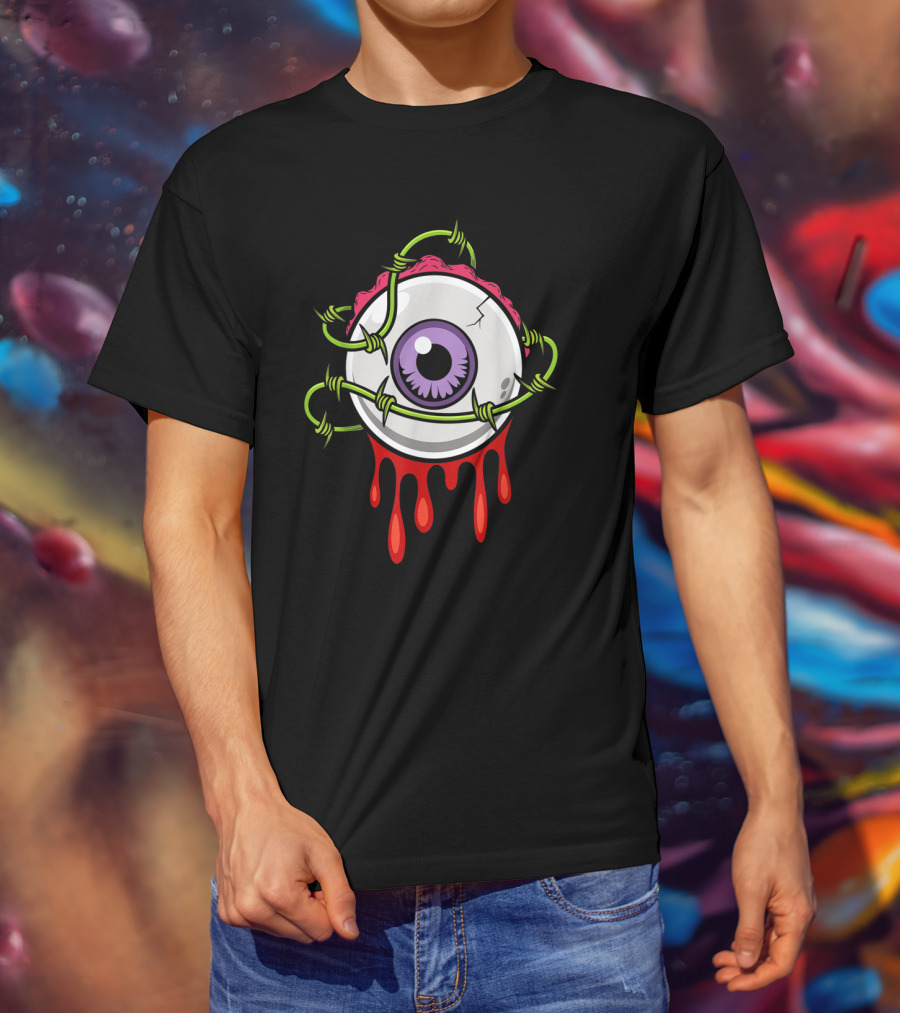 Barbed Slimy Human Eyeball Dripping Red T-Shirt