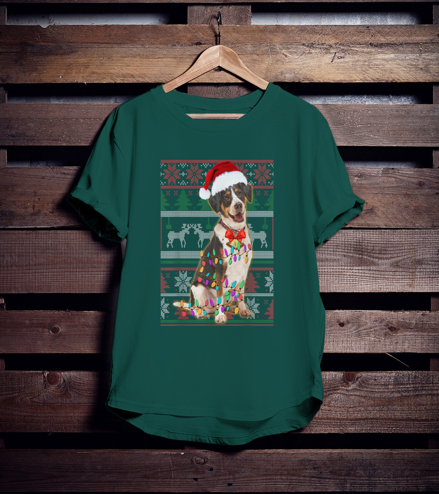 Treeing Walker Coonhound Christmas Lights Santa Hat Holiday T-Shirt