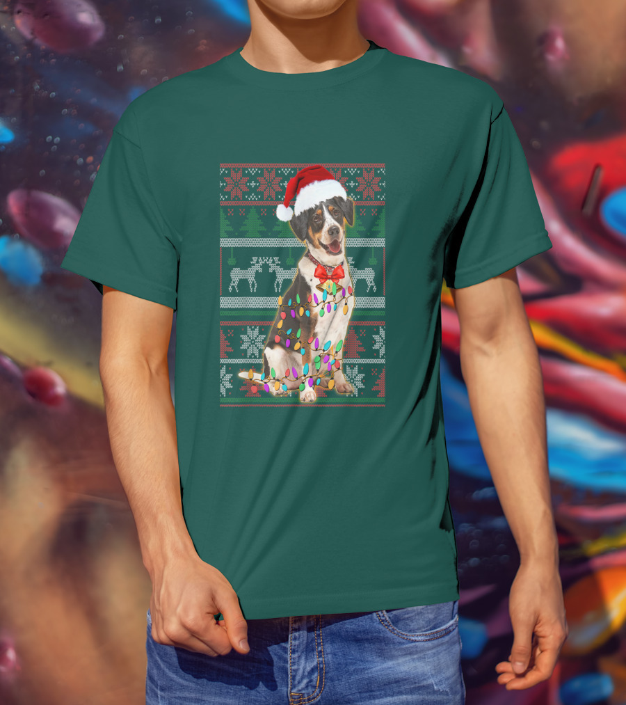 Treeing Walker Coonhound Christmas Lights Santa Hat Holiday T-Shirt