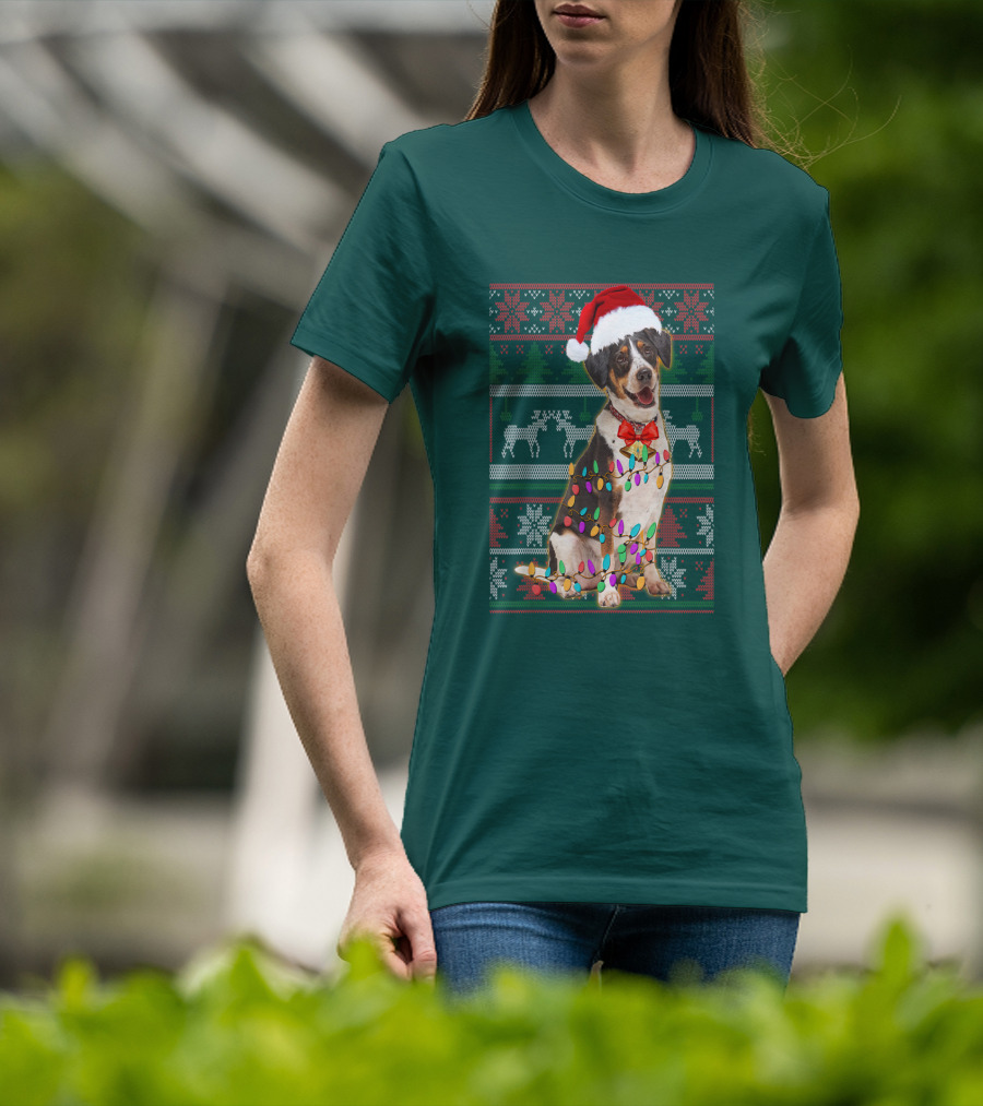 Treeing Walker Coonhound Christmas Lights Santa Hat Holiday T-Shirt