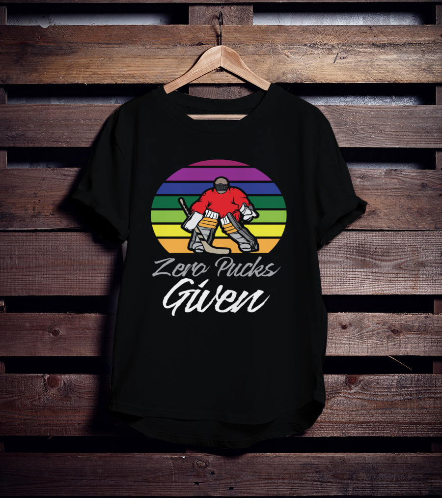 Zero Pucks Given Hockey Rainbow Goalie T-Shirt