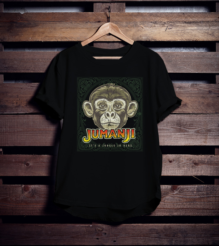 Jumanji Distressed Monkey It's A Jungle In Here Board Game Piece T-Shirt