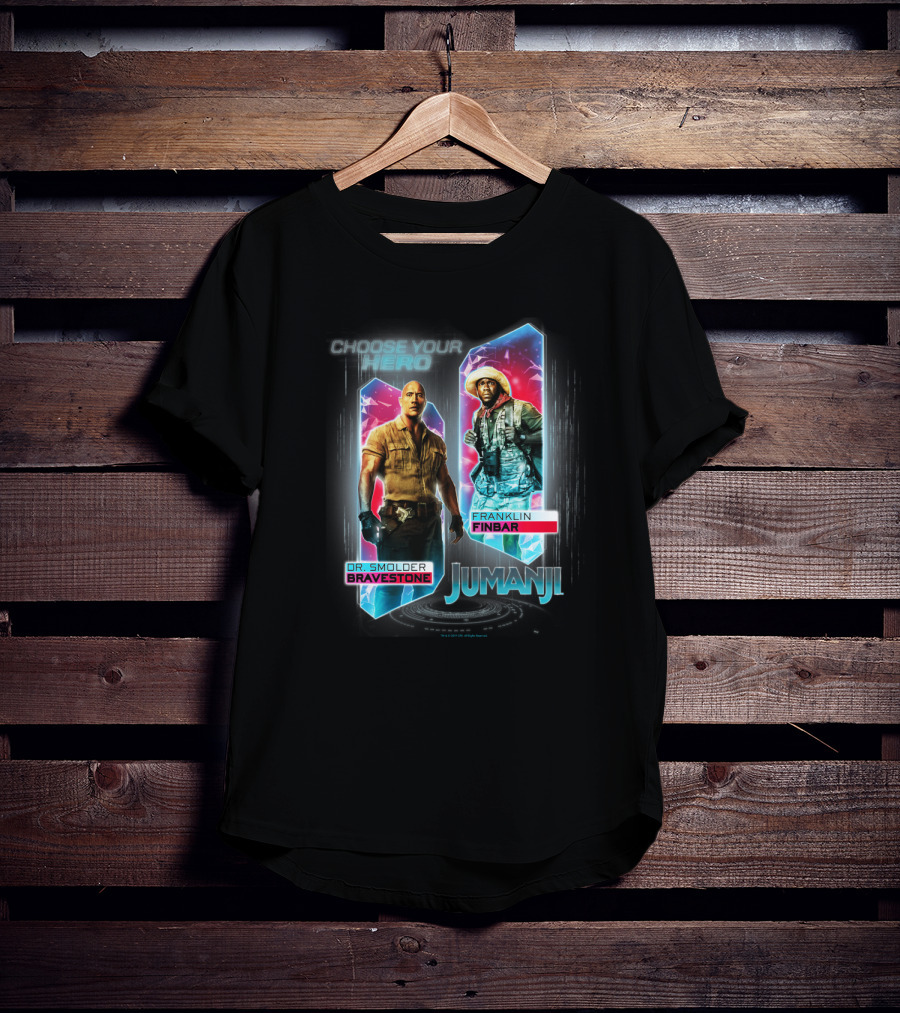 Jumanji Choose Your Hero Dr. Smolder Bravestone Franklin Finbar T-Shirt