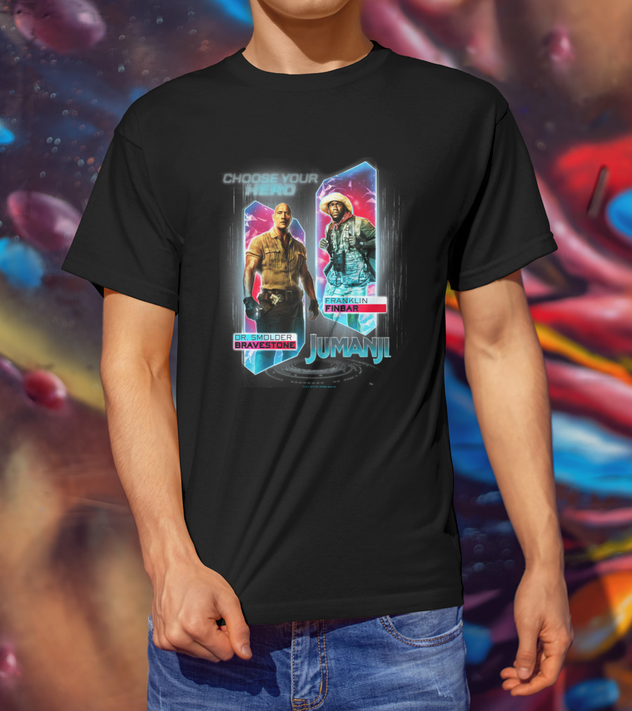 Jumanji Choose Your Hero Dr. Smolder Bravestone Franklin Finbar T-Shirt