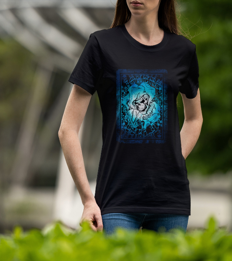 JOKERS WILD CARD Skeleton Jester Tattoo Style Poker T-Shirt