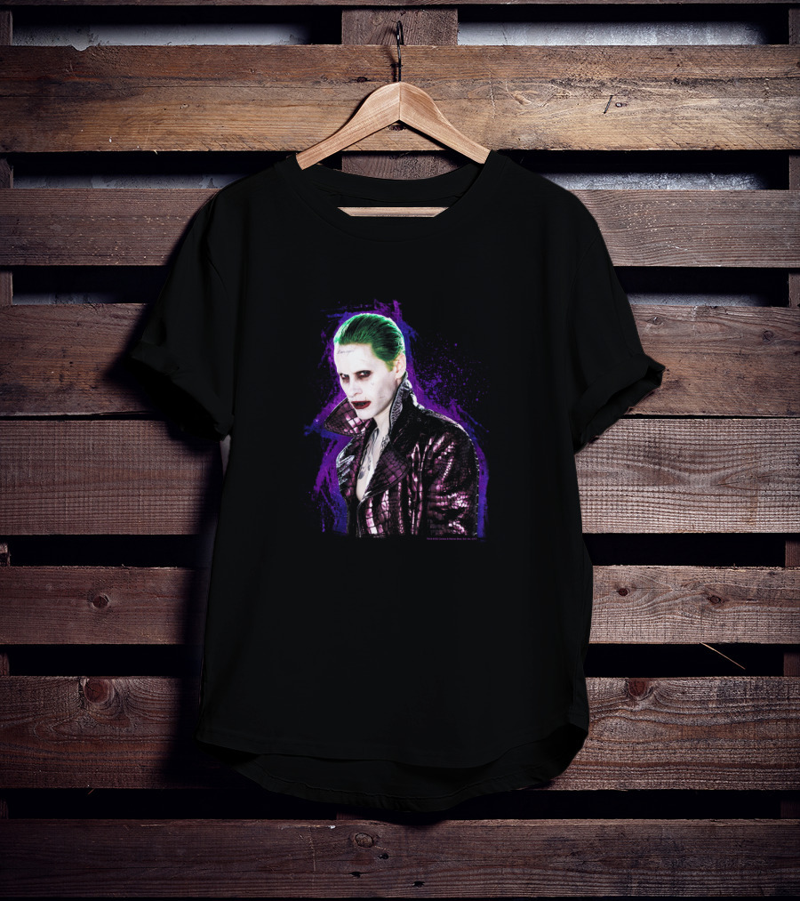 Suicide Squad Joker Stare Green Hair Purple Background T-Shirt
