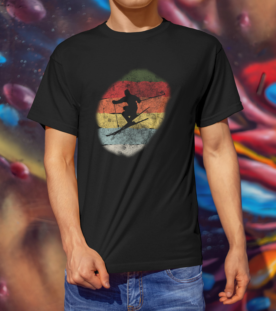 Retro Vintage Skiing Winter Birthday T-Shirt