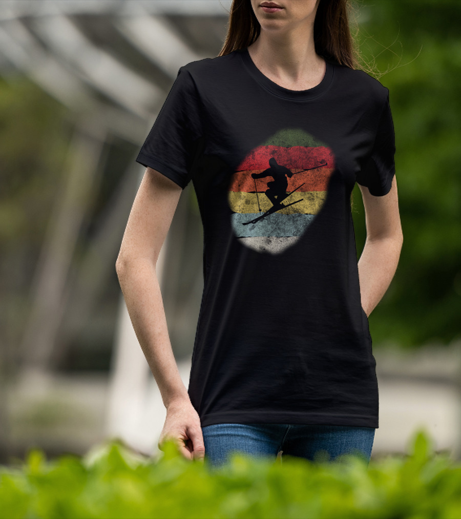 Retro Vintage Skiing Winter Birthday T-Shirt