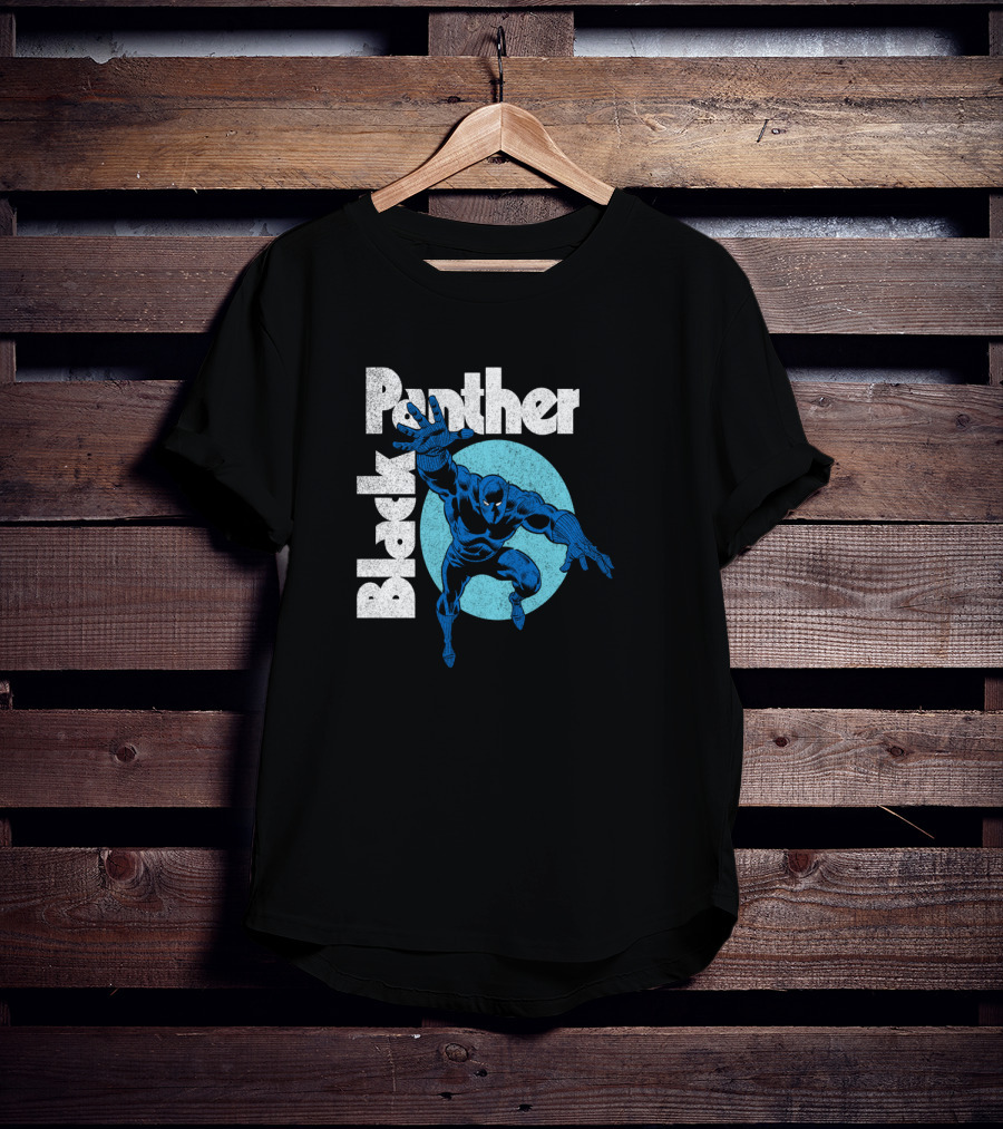 Marvel Black Panther Blue Heroic Pose Circle T-Shirt