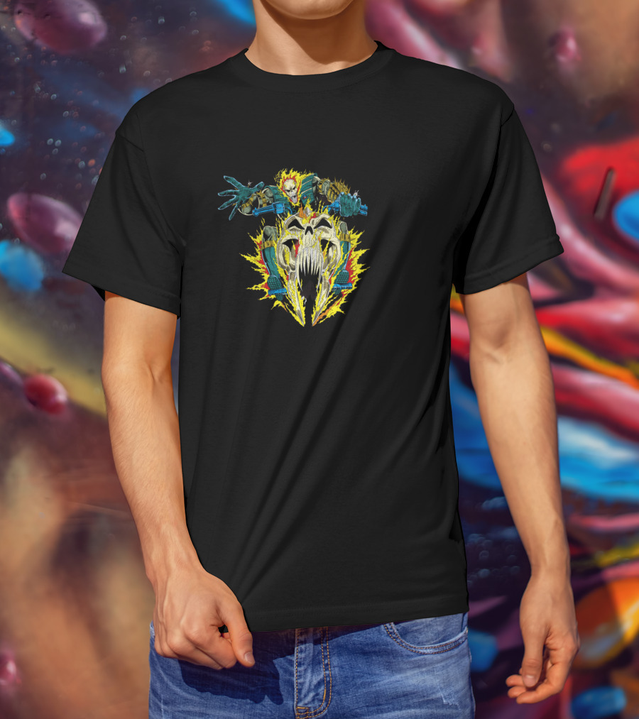 Marvel Ghost Rider Iconic Fiery Skull Action Shot T-Shirt