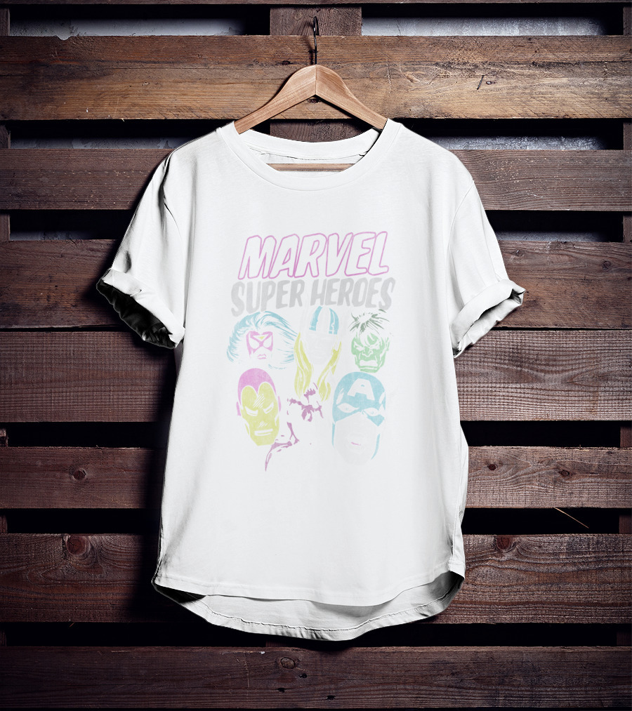 MARVEL SUPER HEROES Group Shot Comic Themed Classic Characters T-Shirt