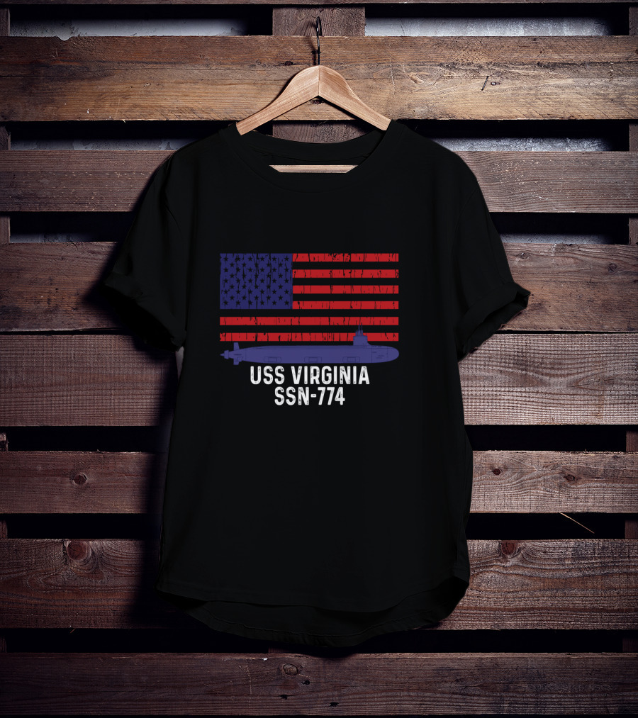 USS Virginia SSN-774 Submarine American Flag Vintage Navy T-Shirt