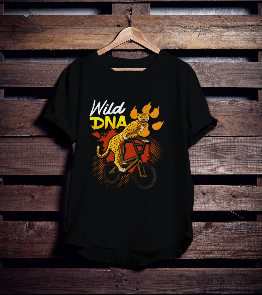 Wild DNA Bicycle Cheetah Biker Wildlife Lover T-Shirt