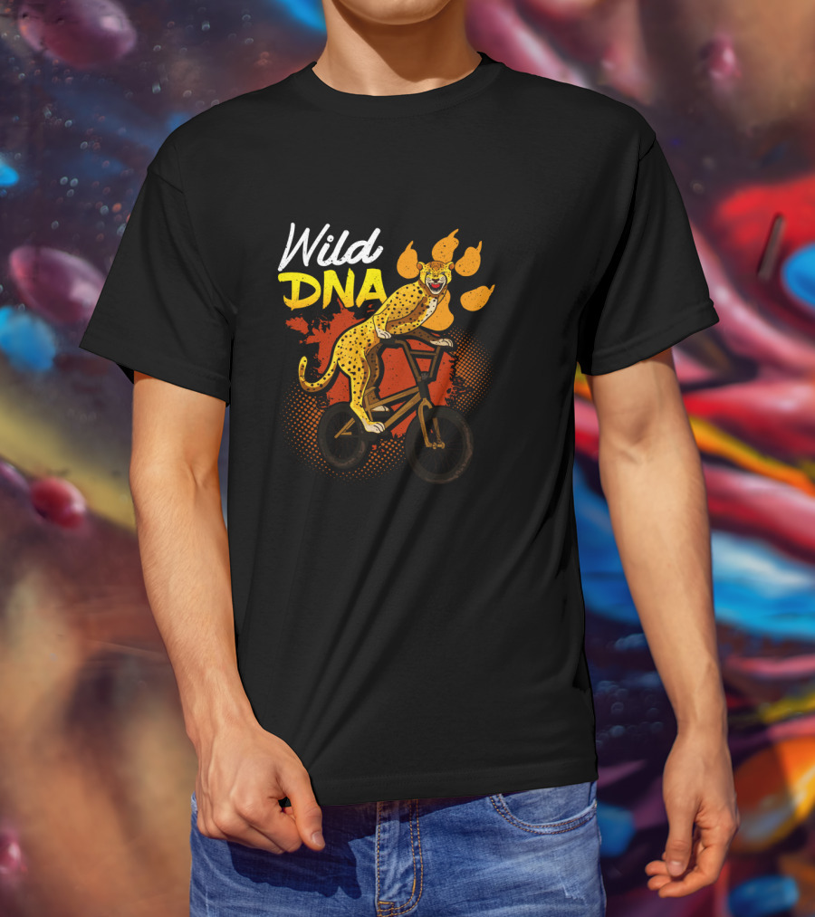 Wild DNA Bicycle Cheetah Biker Wildlife Lover T-Shirt