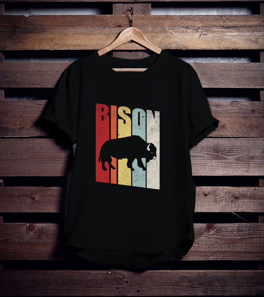 Bison American Buffalo Vintage Wildlife Retro T-Shirt