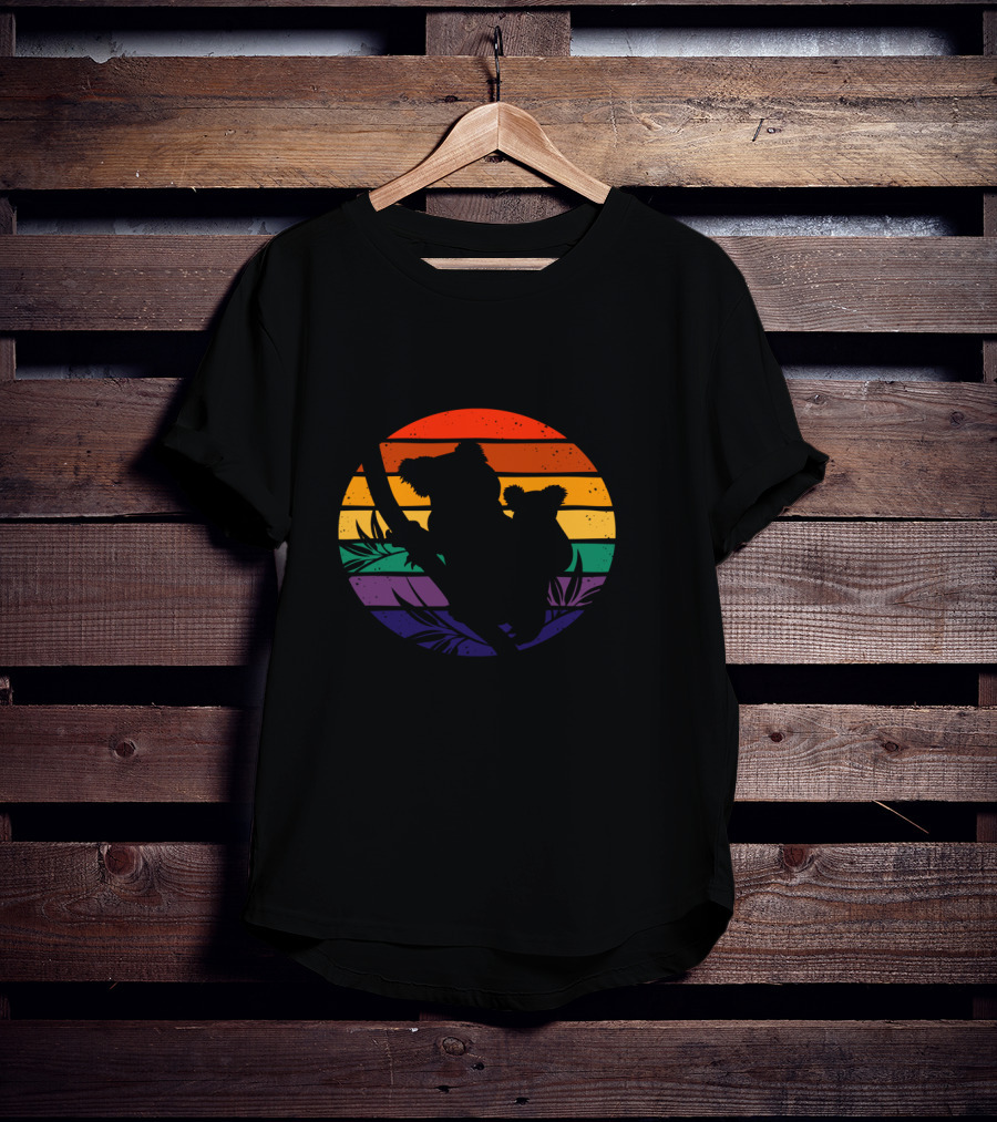 Save The Koalas Protect Wildlife Rainbow Sunset T-Shirt