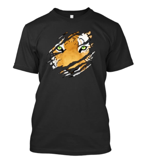 Tiger In Me Green-Eyed Wildlife Face Claw Marks T-Shirt