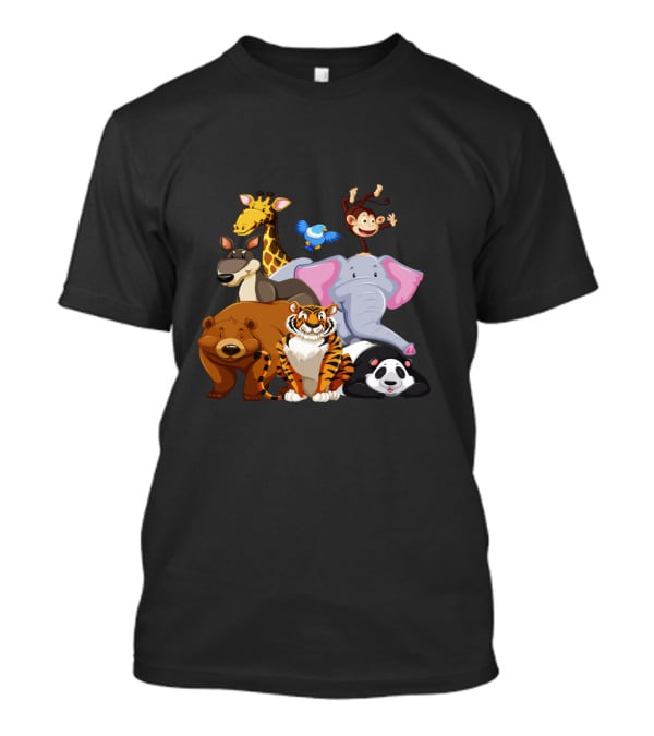 Zoo Animals Day World Wildlife Day Giraffe Elephant Tiger Panda Monkey Bear Kangaroo Bird T-Shirt