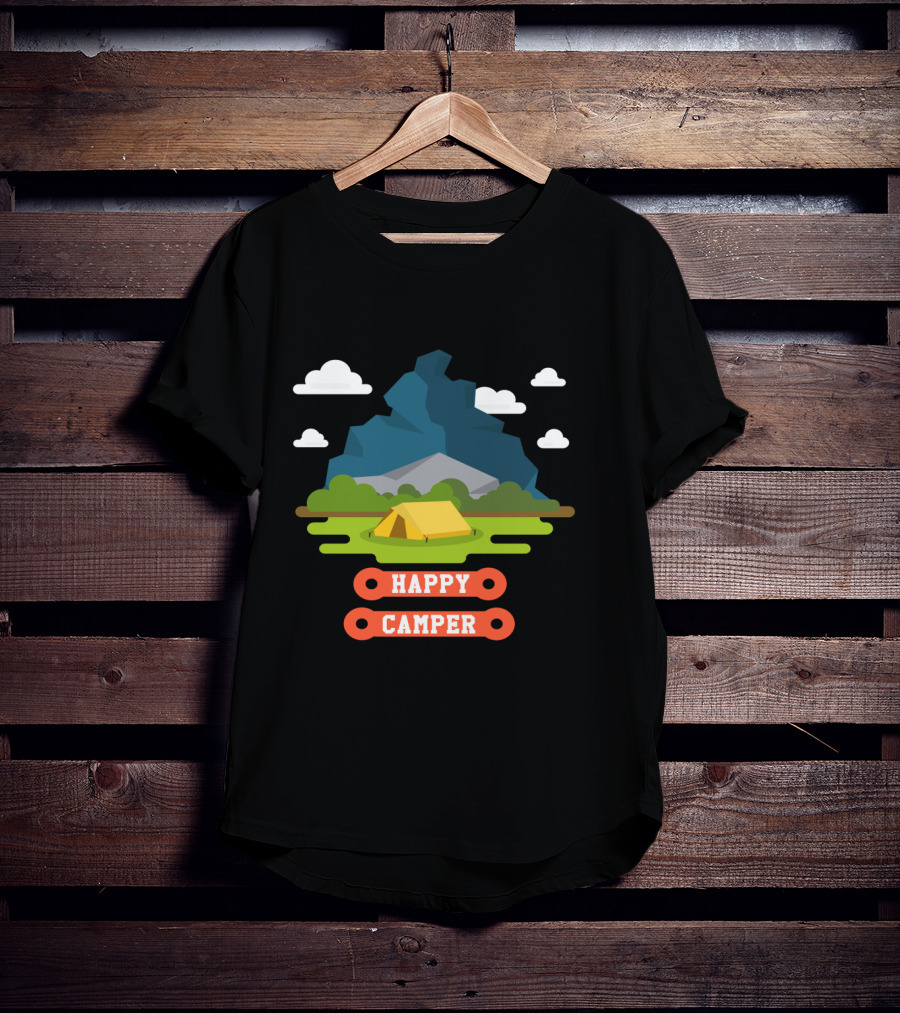 Happy Camper Mountain Tent Outdoors Adventure T-Shirt