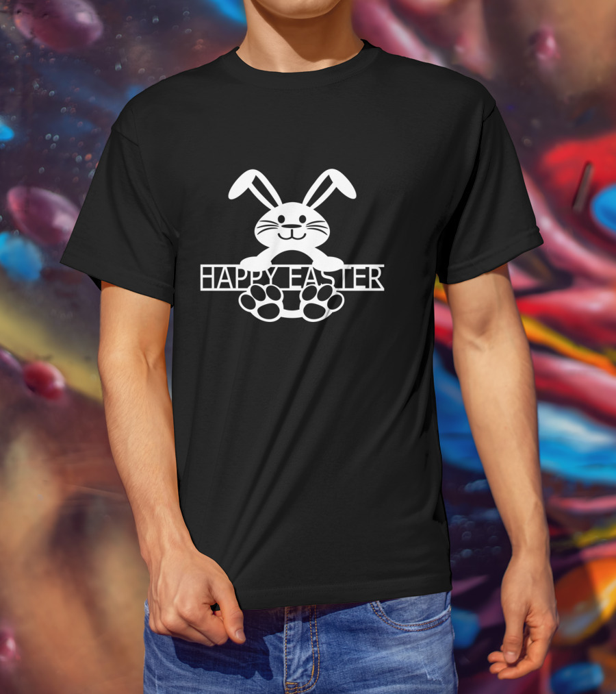 Happy Easter Bunny Rabbit Paw Prints T-Shirt