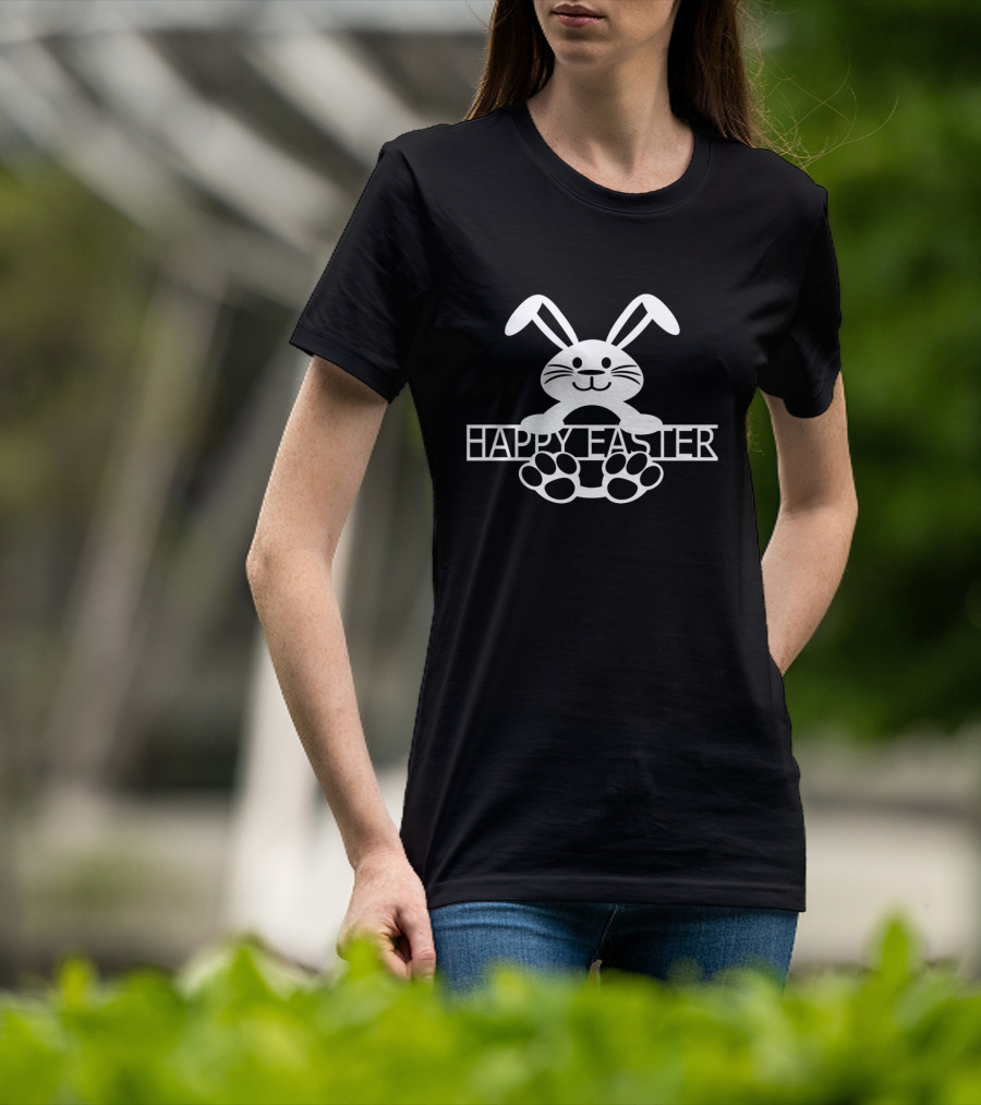 Happy Easter Bunny Rabbit Paw Prints T-Shirt