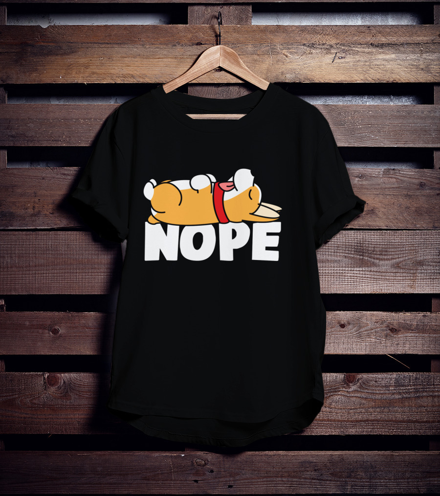 Napping Corgi Nope Lazy Dog Lover Funny T-Shirt