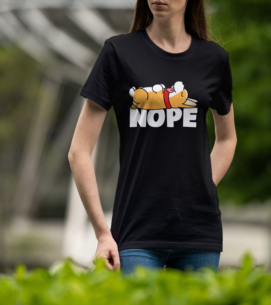 Napping Corgi Nope Lazy Dog Lover Funny T-Shirt