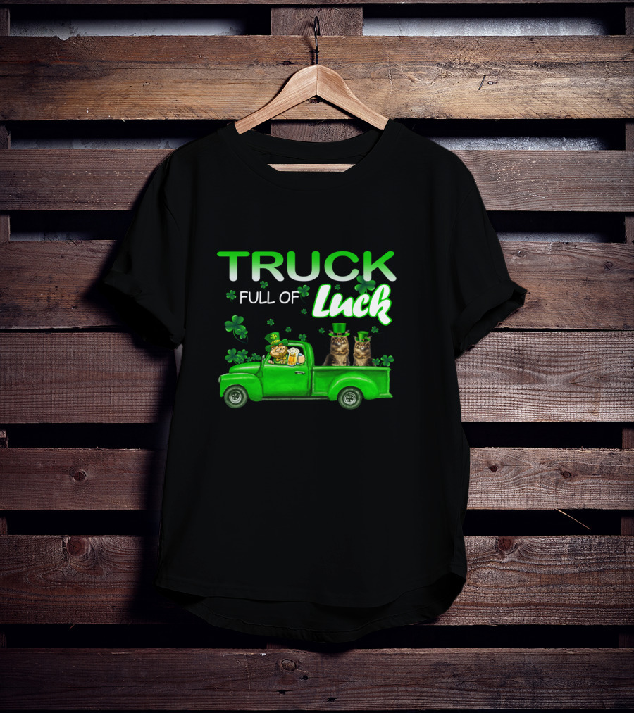 TRUCK Full Of Luck Maine Coon Cat Leprechaun T-Shirt